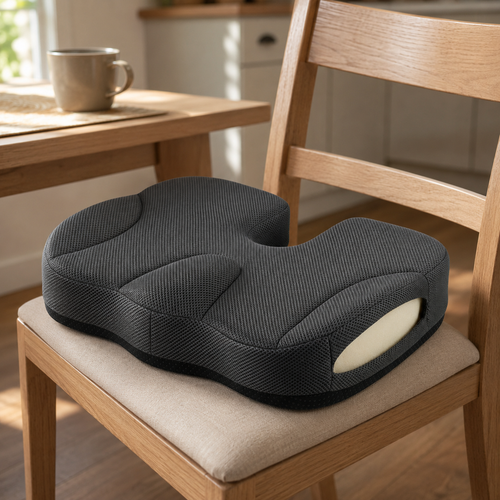 The cushion on a kitchen chair in a bright home kitchen
